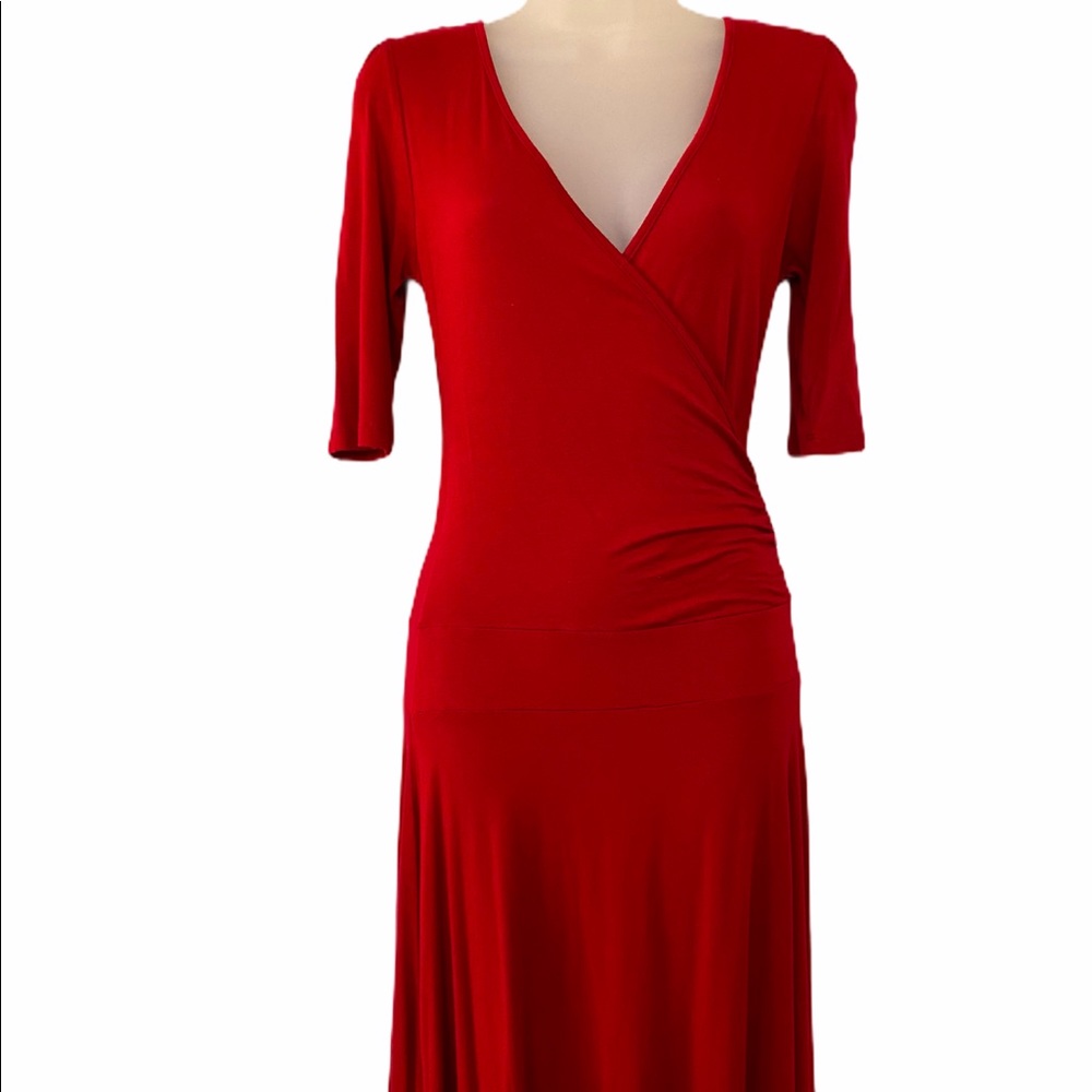 Boutique Red wrap ruched dress